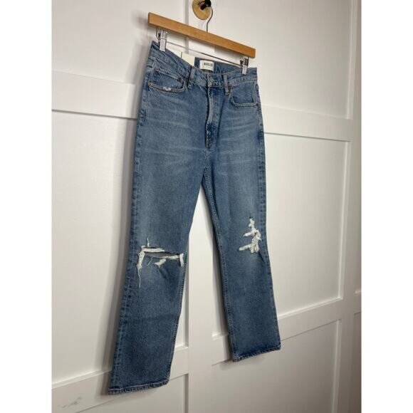 NWT Agolde Wilder Whiplash Midrise Comfort Straight Leg Jeans Blue Size: 27 - Picture 3 of 8